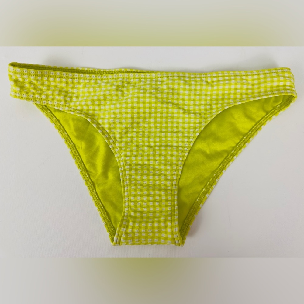 ROXY Beautiful Sun Lime-aide Checkered Moderate Coverage Bikini Bottom M…